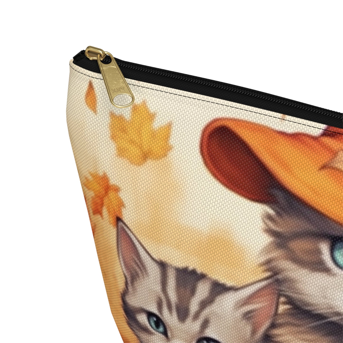 Kitty Cat Kittens Halloween - Cute Furries on Pumpkin - Festive Feline Decor - Accessory Pouch w T-bottom