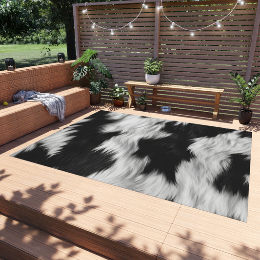 Cowhide on Hair Leather - Black and White - Designer Style - Outdoor Rug