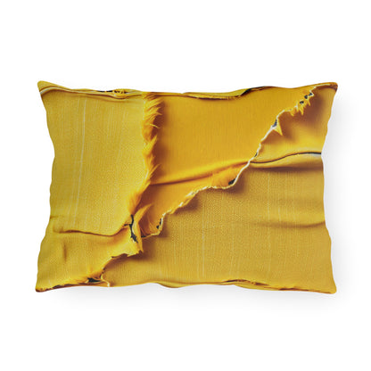 Banana Yellow Lemon: Bold Distressed, Denim-Inspired Fabric - Outdoor Pillows