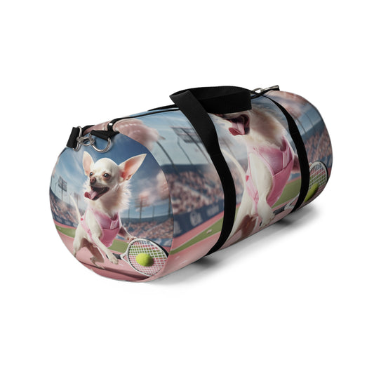 Chihuahua Tennis Ace: Traje rosa para perro, juego deportivo atlético de cancha - Bolsa de lona