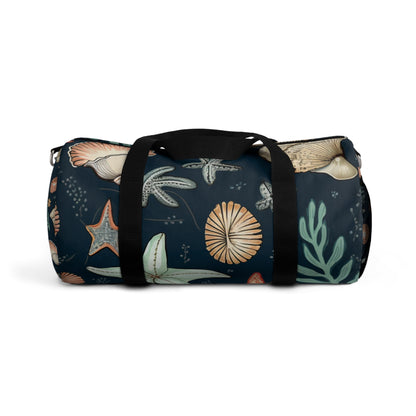 Hand-Drawn Seashells & Starfish Marine-Inspired Pattern Duffel Bag