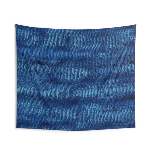 Blue Spectrum: Denim-Inspired Fabric Light to Dark - Indoor Wall Tapestries