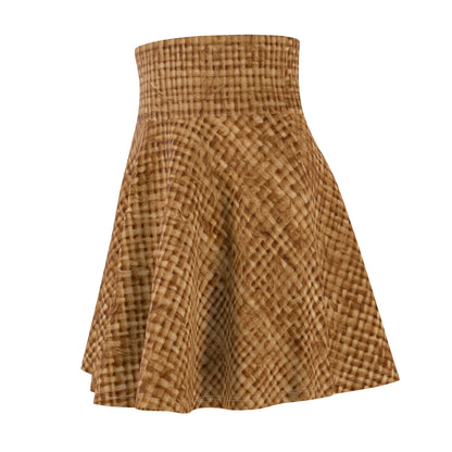 Brown Light Chocolate: Denim-Inspired Elegant Fabric - Women's Skater Skirt (AOP)