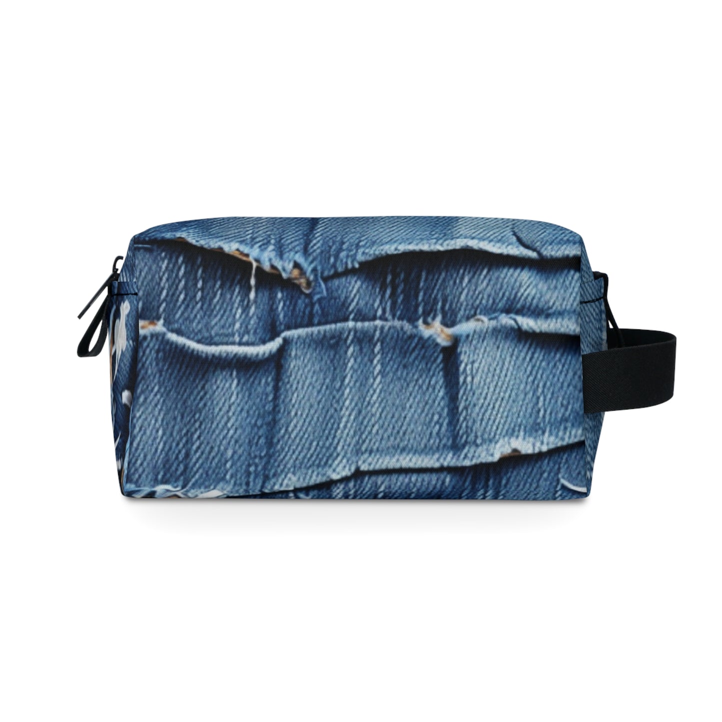 Midnight Blue Distressed Denim: Rugged, Torn & Stylish Design - Toiletry Bag