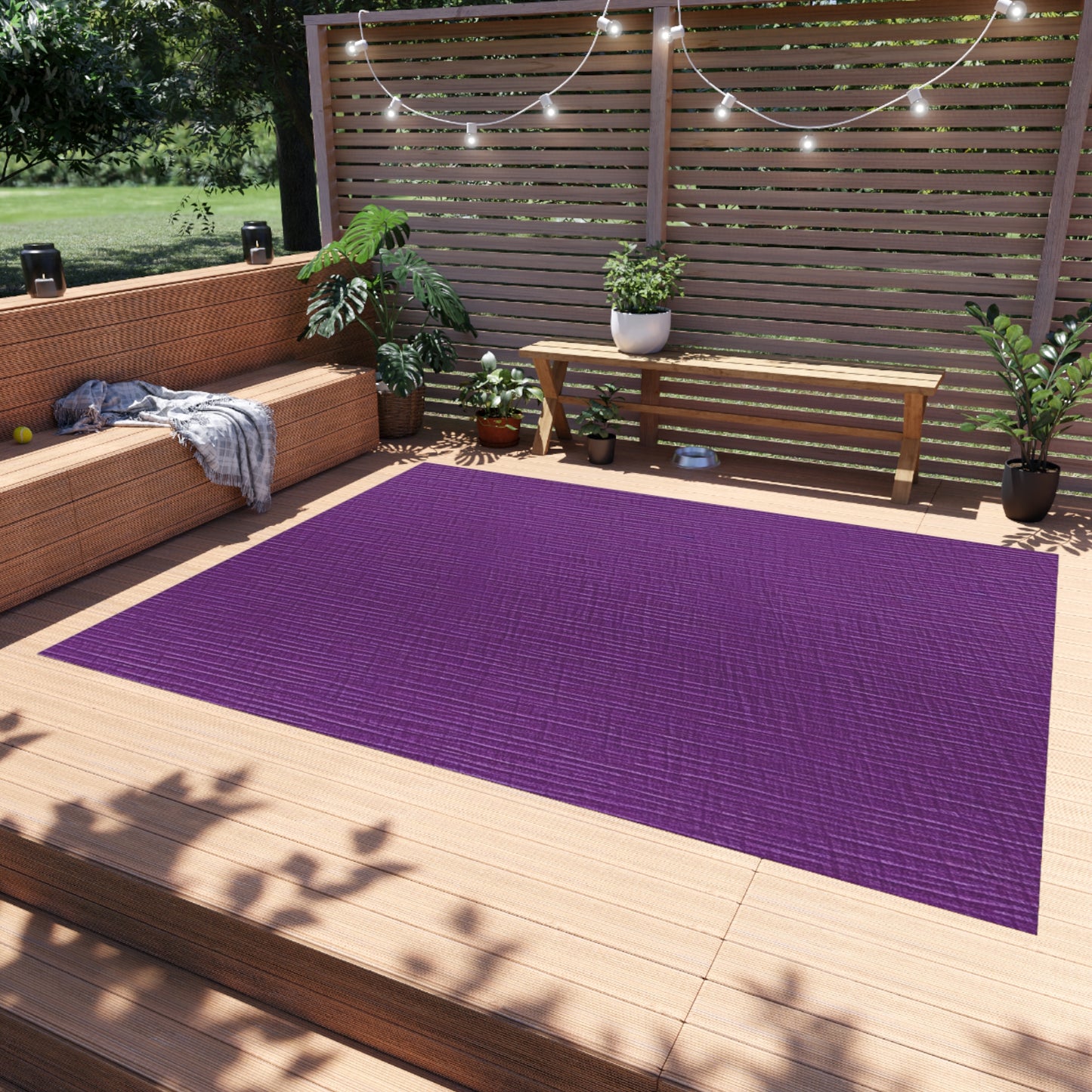 Violet/Plum/Purple: Denim-Inspired Luxurious Fabric - Outdoor Rug