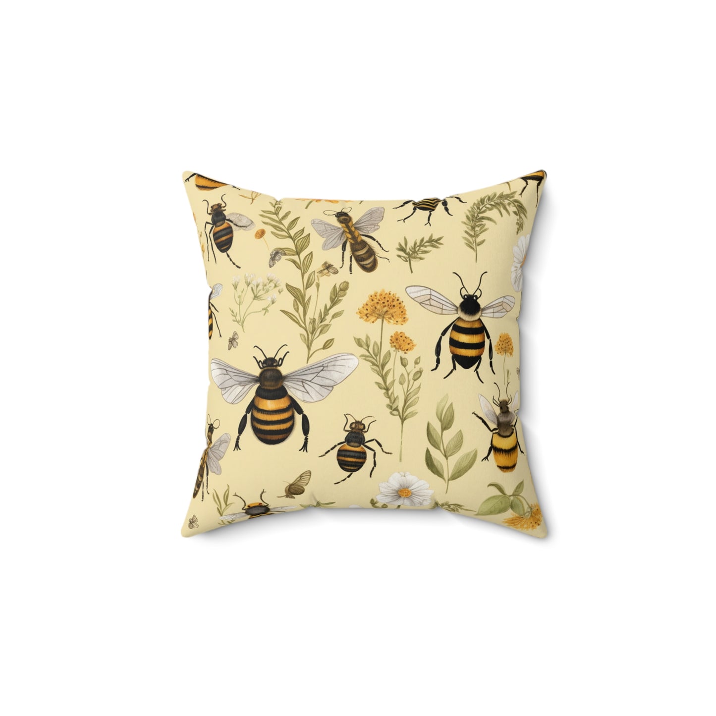 Whimsical Bees & Honeycombs Nature-Friendly Pattern Design Spun Polyester Square Pillow