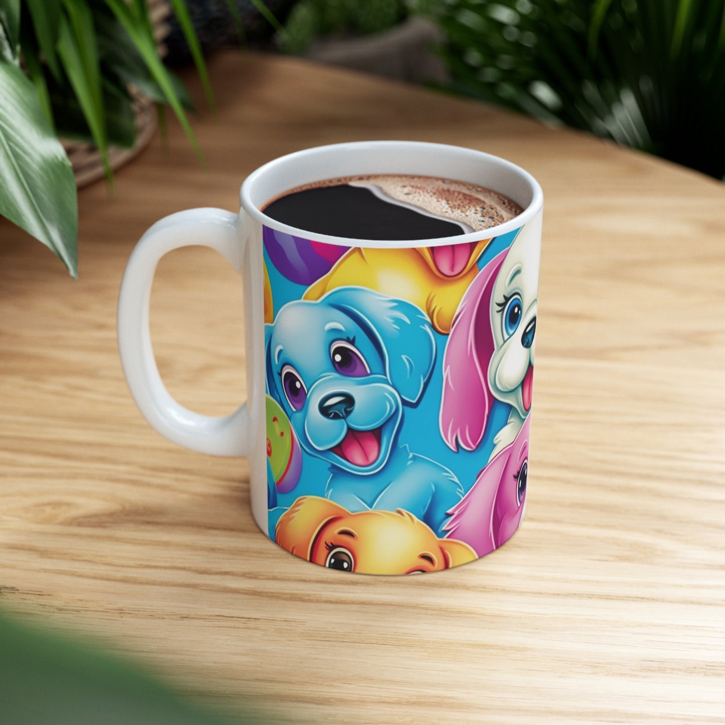 Happy Puppy & Dog Design - Vivid and Eye-Catching - Ceramic Mug 11oz