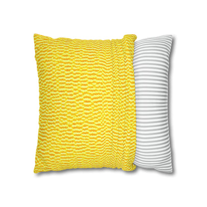 Sunshine Yellow Lemon: tela alegre e inspirada en la mezclilla - Funda de almohada cuadrada de poliéster hilado 