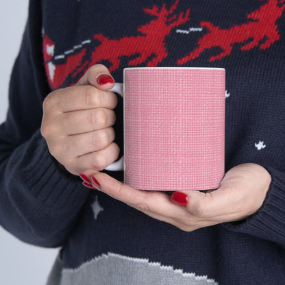 Pastel Rose Pink: Denim-Inspired, Refreshing Fabric Design - Ceramic Mug 11oz
