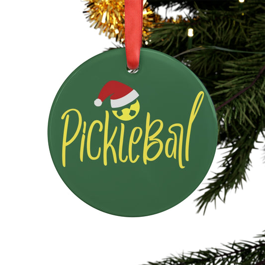 Pickleball Santa Christmas - Acrylic Ornament with Ribbon