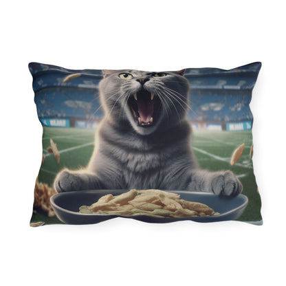 Halftime Football Feline: Screaming Sports Fan Cat Stadium Food Kitten - Outdoor Pillows