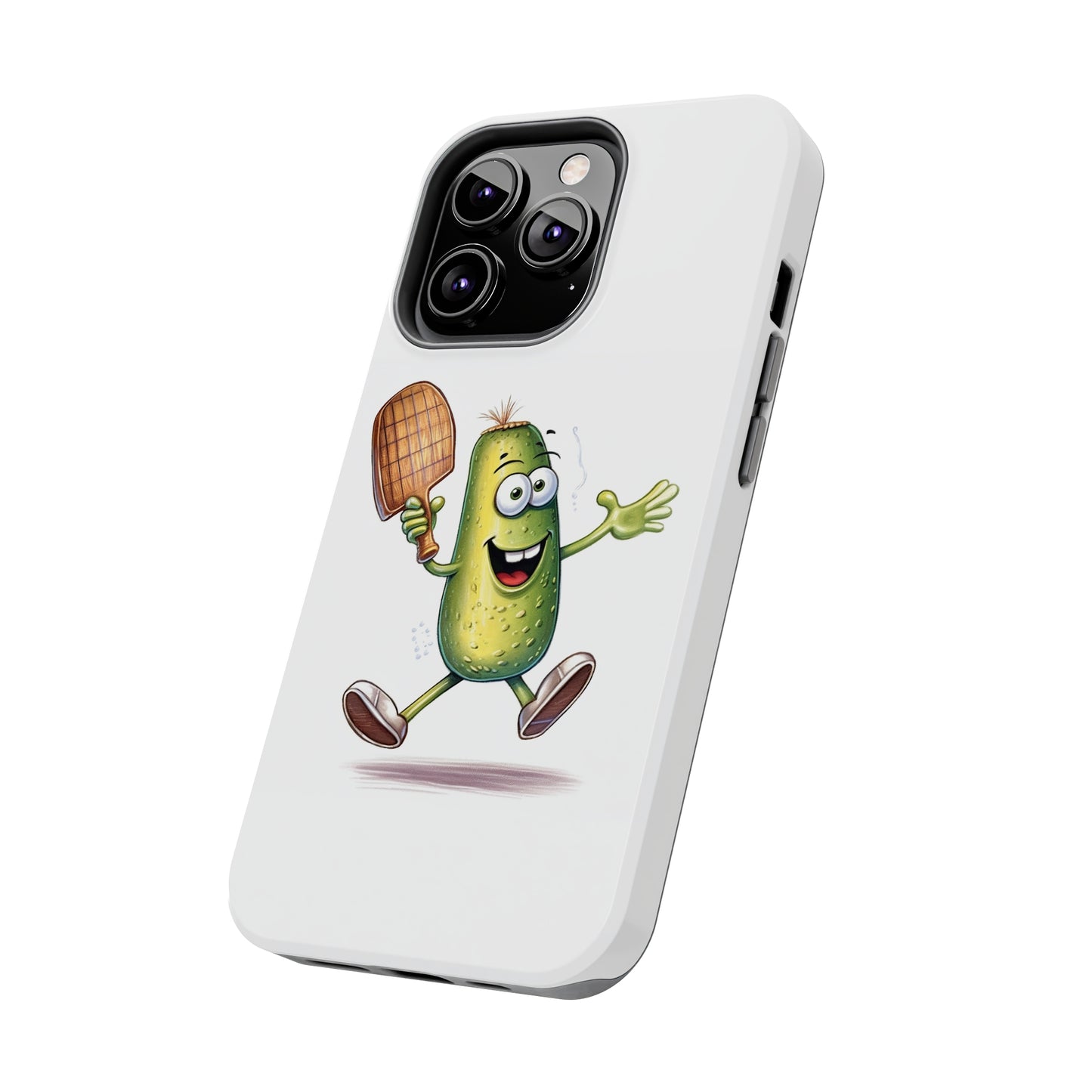 Pickle Player Action: Cartoon Swinging Pickleball Paddle - Sporty Charm - Tough Phone Cases