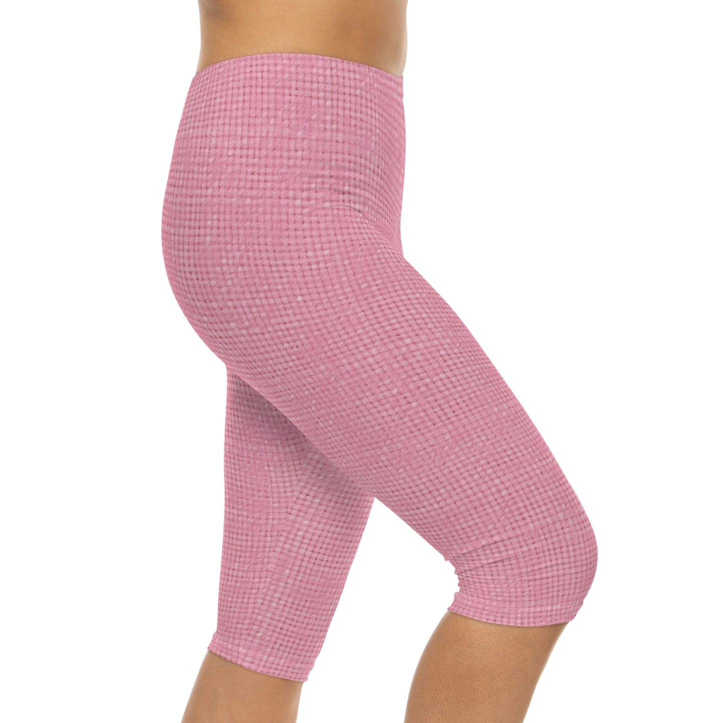 Rosa pastel: diseño de tela refrescante inspirado en la mezclilla - Leggings capri para mujer (AOP) 