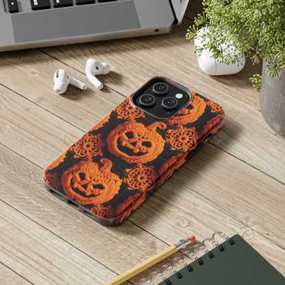 Halloween Crochet Pumpkin Scary Horror Festive Holiday Pattern - Tough Phone Cases