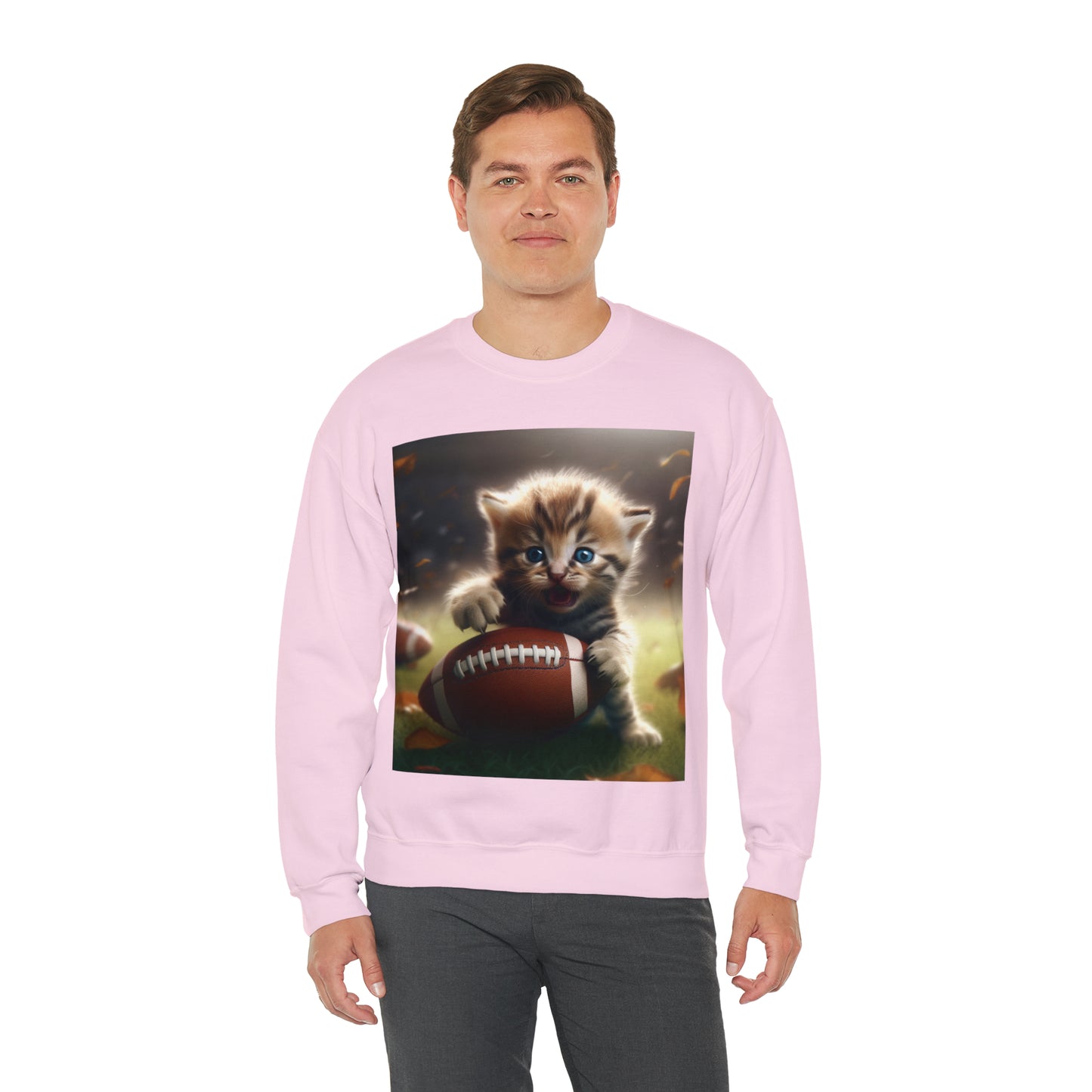 Football Kitten Touchdown: Tabby's Winning Play Sport Game - Unisex Heavy Blend™ Crewneck Sweatshirt