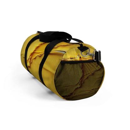 Banana Yellow Lemon: Bold Distressed, Denim-Inspired Fabric - Duffel Bag