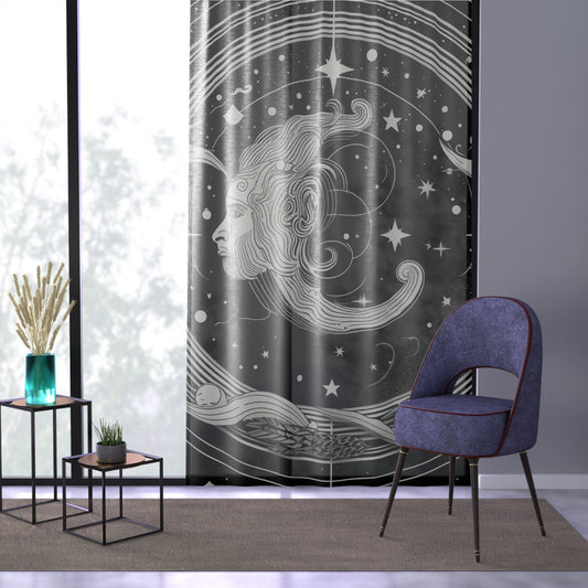 Aquarius Custom Photo Curtains, Black White Water-Bearer Design, 100% Polyester, One-Sided Print