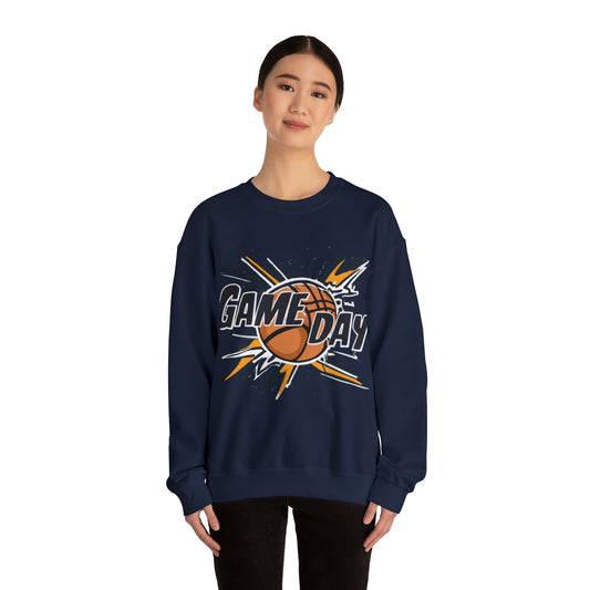 Game Day Slam Dunk Energy - Dynamic Basketball Explosion Graphic - Unisex Heavy Blend™ Crewneck Sweatshirt