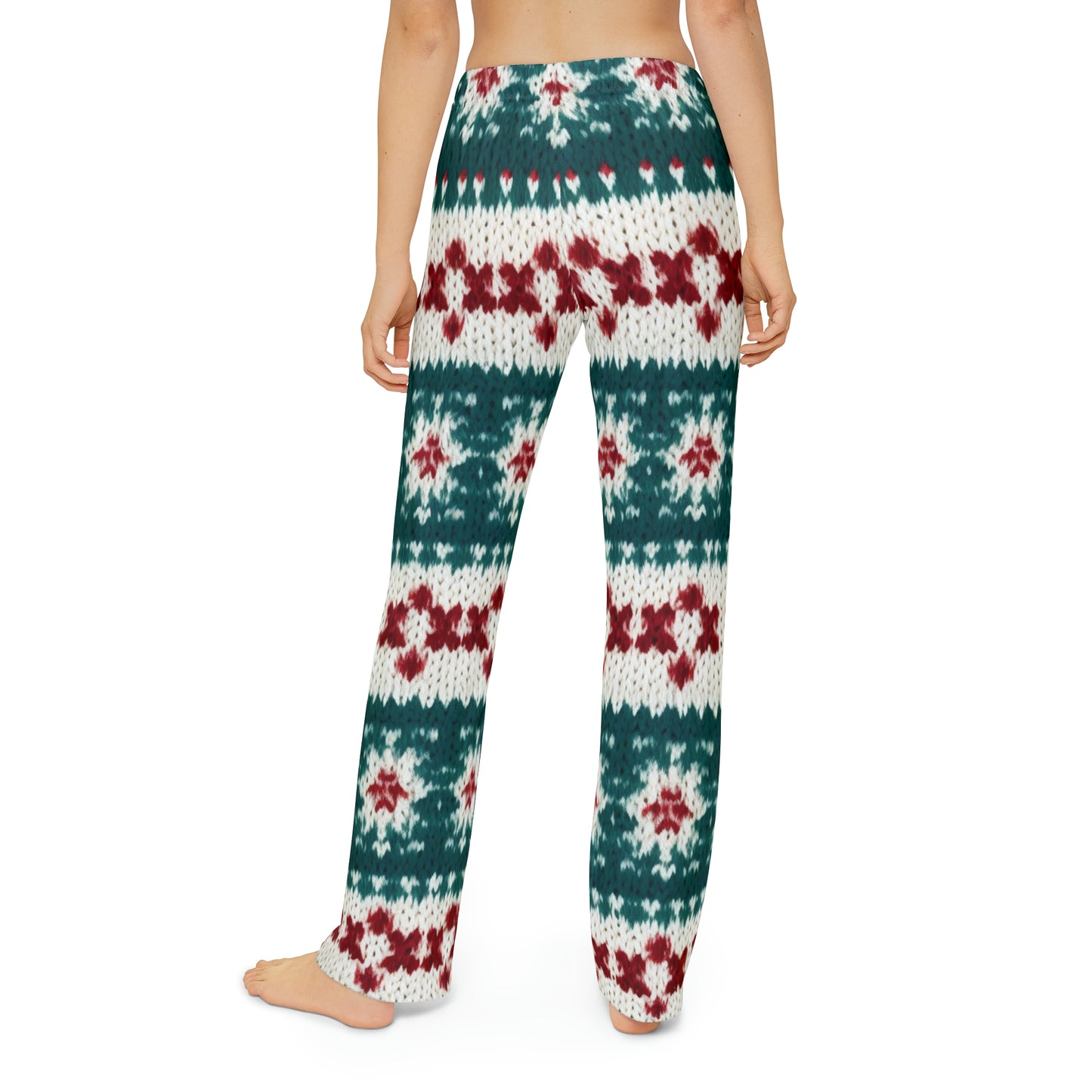 Christmas Knit Crochet Holiday, Festive Yuletide Pattern, Winter Season - Kids Pajama Pants (AOP)