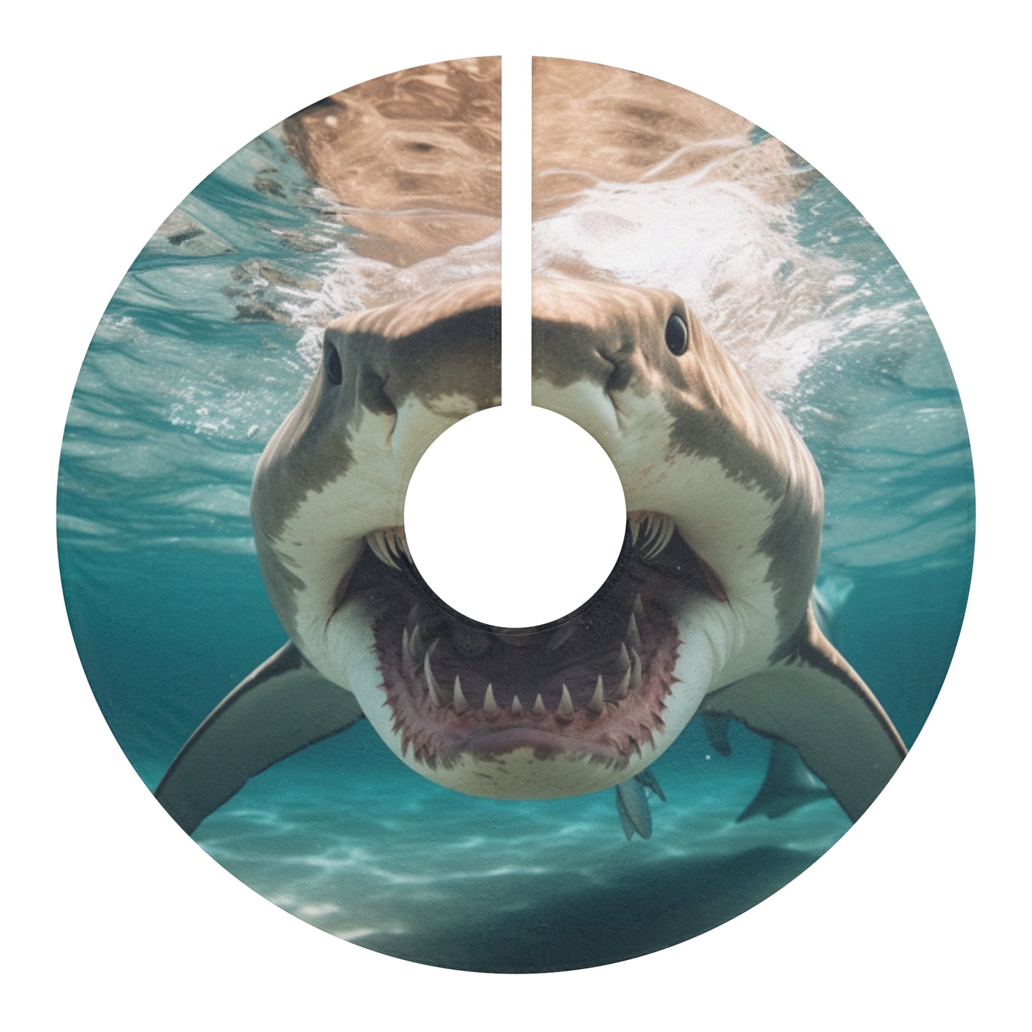 Bull Shark: River Monster Menace - Realistic Dark Water Predator - Christmas Tree Skirts