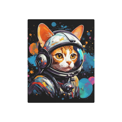 Astro Cat Adventure Feline - Pop Art, Floating in Cosmic Space - Metal Art Sign