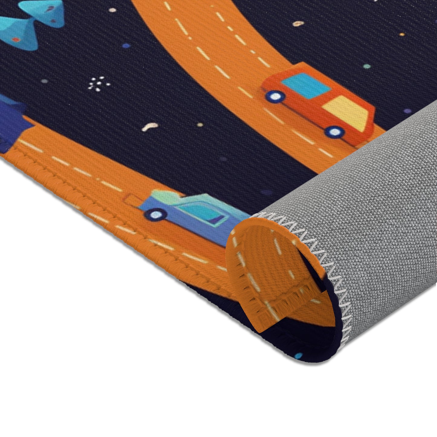 Space Odyssey: Kids Mars Play Roadway Galactic Space Area Rug in Various Sizes