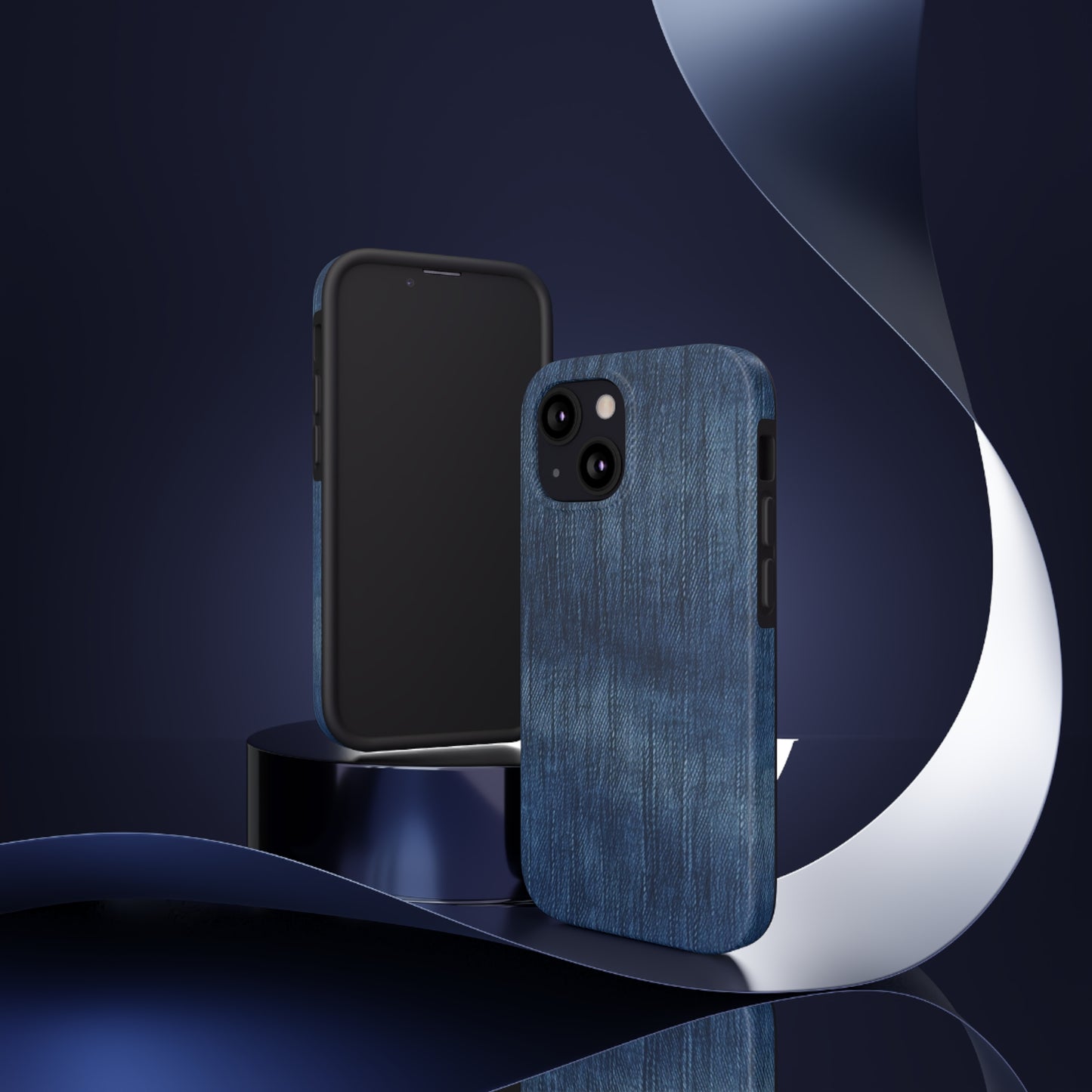 Indigo Splash: Washed Denim Reverie in Deep Blue - Tough Phone Cases