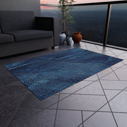 Dark Blue: Distressed Denim-Inspired Fabric Design - Outdoor Rug