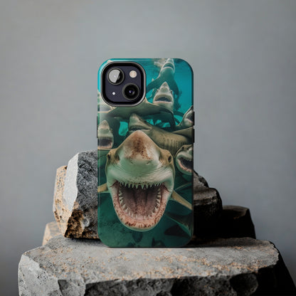 Laughing Lemon Sharks: Joyful Sea Jaws Ocean Deep - Tough Phone Cases