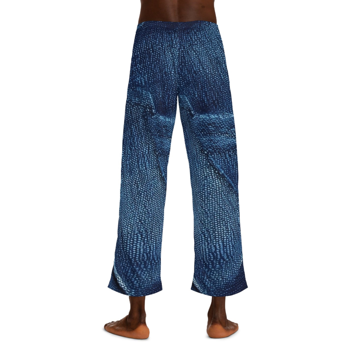 Dark Blue: Distressed Denim-Inspired Fabric Design - Men's Pajama Pants (AOP)