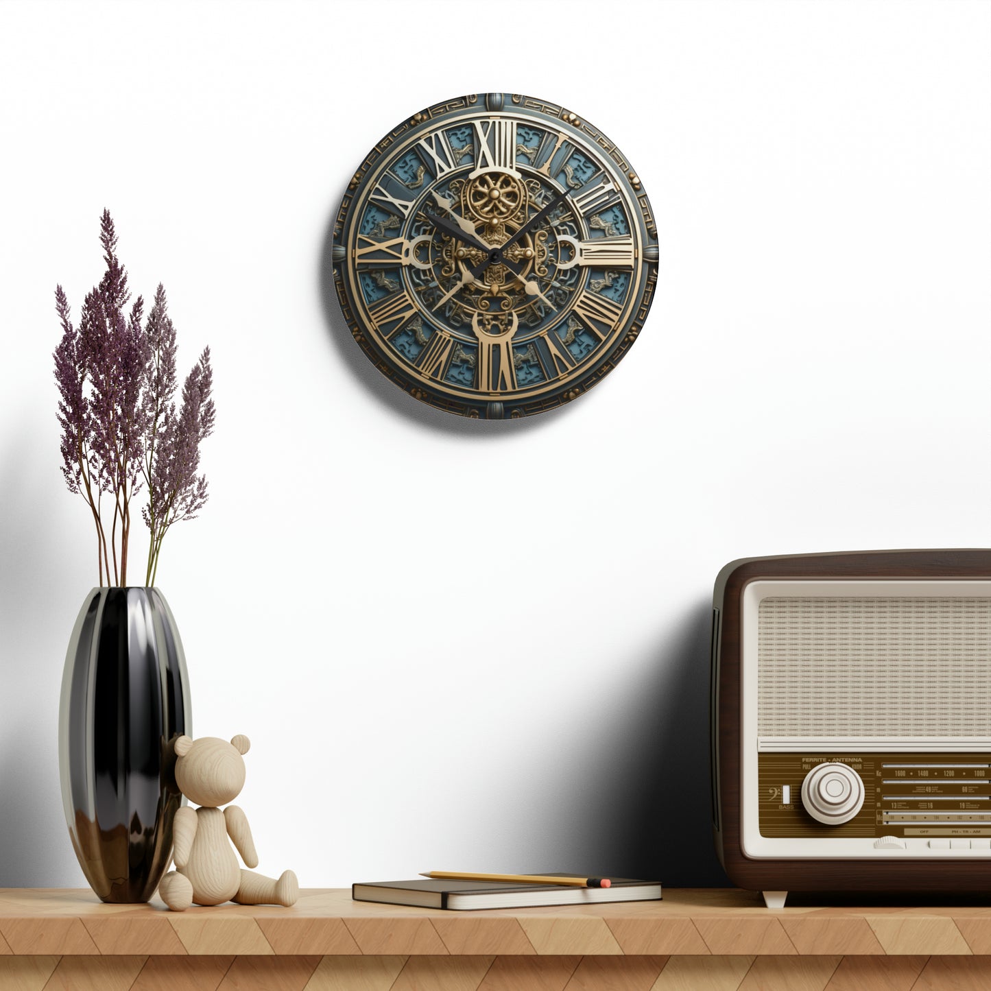 Mythological Clock with Roman Numerals, Acrylic Wall Clock