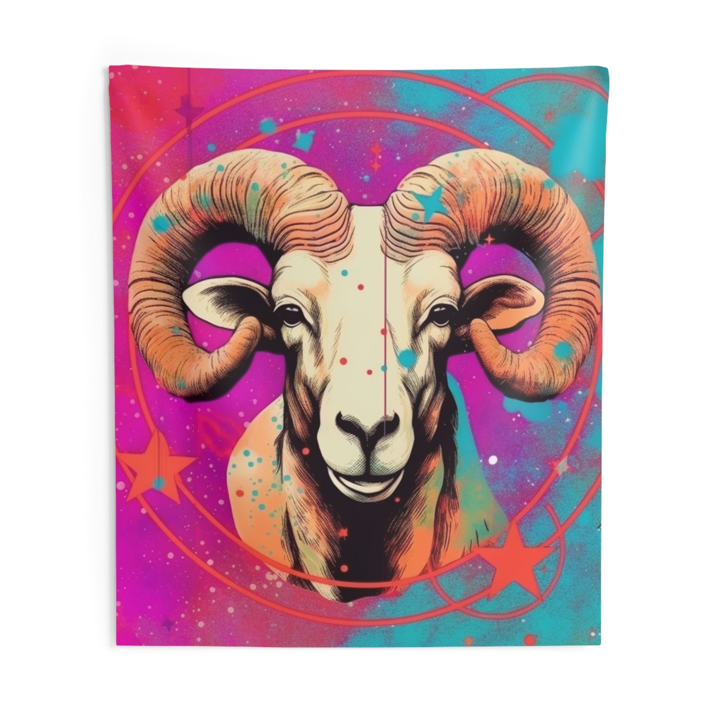 Pop Art Aries Constellation - Vibrant Zodiac Ram Symbol - Indoor Wall Tapestries