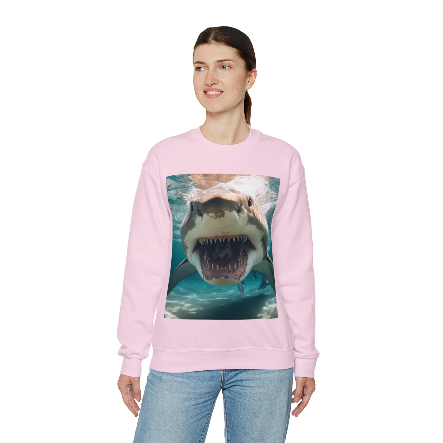 Bull Shark: River Monster Menace - Realistic Dark Water Predator - Unisex Heavy Blend™ Crewneck Sweatshirt