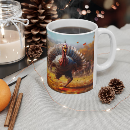 Thanksgiving Trot Turkey Run Athlete Sprint Racer Holiday Feast Dinner - Ceramic Mug 11oz