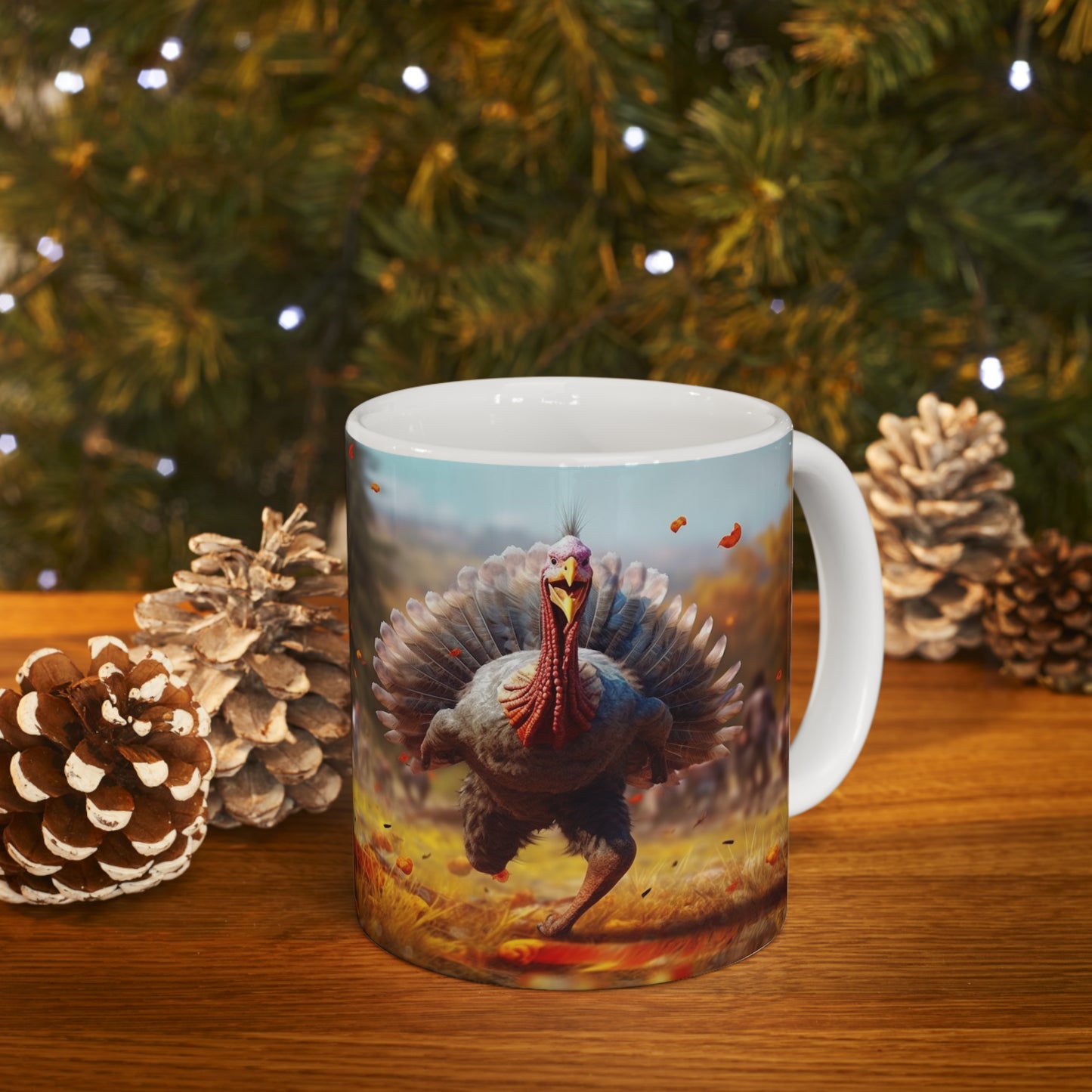 Thanksgiving Trot Turkey Run Athlete Sprint Racer Holiday Feast Dinner - Ceramic Mug 11oz