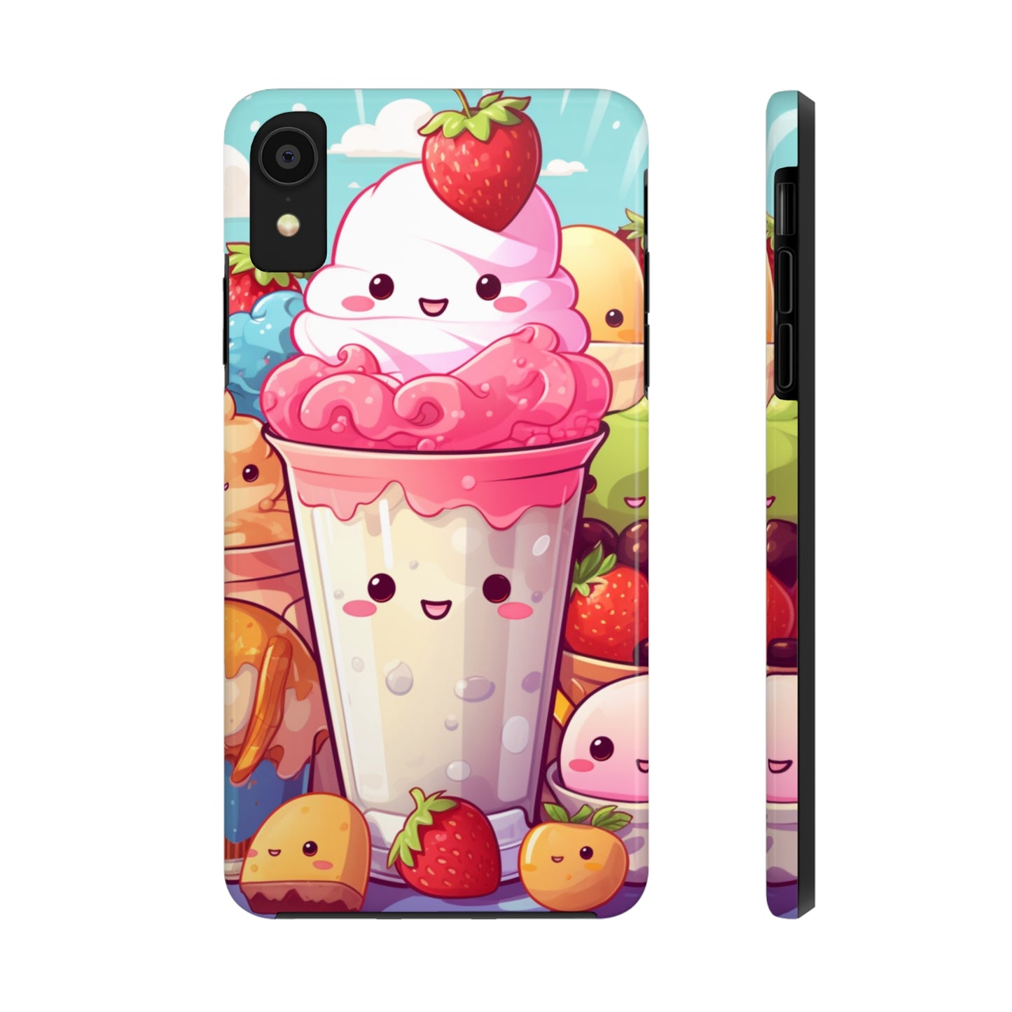 Strawberry Japan Milkshake - Kawaii Dessert Delight - Sweet Berry Anime Character - Tough Phone Cases