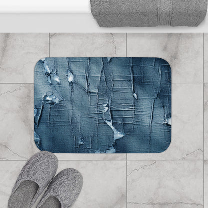 Aspecto de mezclilla azul desgastado: diseño de tela rasgada y atrevida - Alfombra de baño