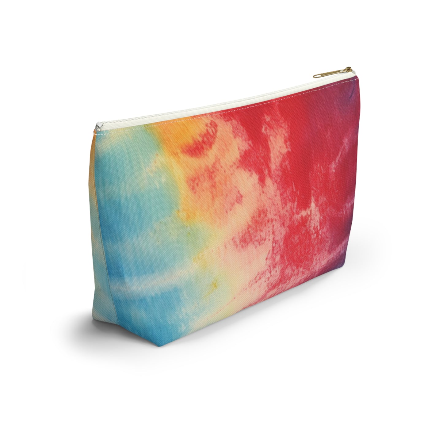 Rainbow Tie-Dye Denim: Vibrant Multi-Color, Fabric Design Spectacle - Accessory Pouch w T-bottom