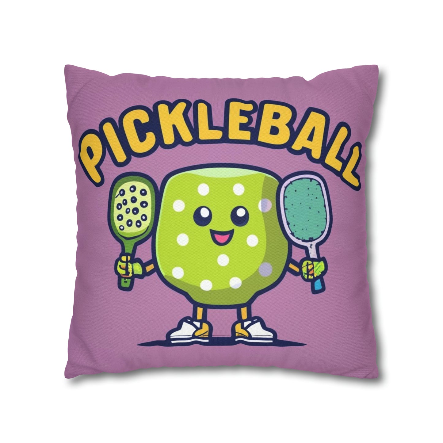 Pickleball Anime kawaii - Gráfico de dibujos animados - Personaje deportivo - Funda de almohada cuadrada de poliéster hilado 