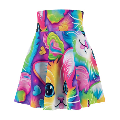 Happy Kitten & Cat Design - Vivid, Colorful & Eye-Catching - Women's Skater Skirt (AOP)