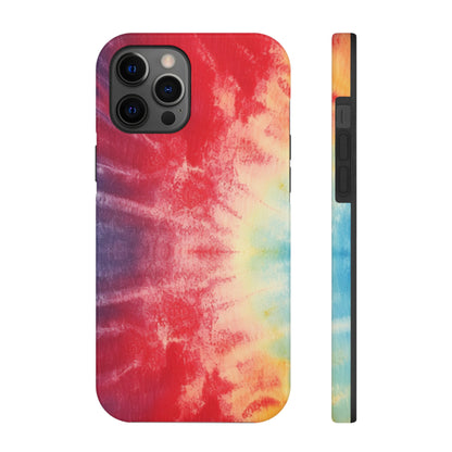 Rainbow Tie-Dye Denim: Vibrant Multi-Color, Fabric Design Spectacle - Tough Phone Cases