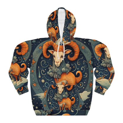 Diseño humorístico estilo libro infantil del zodiaco Capricornio - Sudadera con capucha unisex (AOP) 