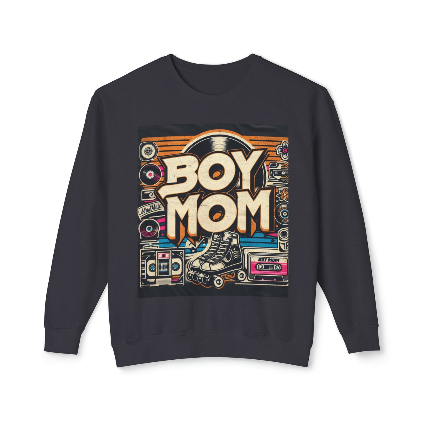 Boymom Design Shirt, Retro Oldies Classic, Gift for Boy Mom, Unisex Lightweight Crewneck Sweatshirt