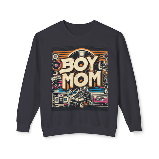 Boymom Design Shirt, Retro Oldies Classic, Gift for Boy Mom, Unisex Lightweight Crewneck Sweatshirt