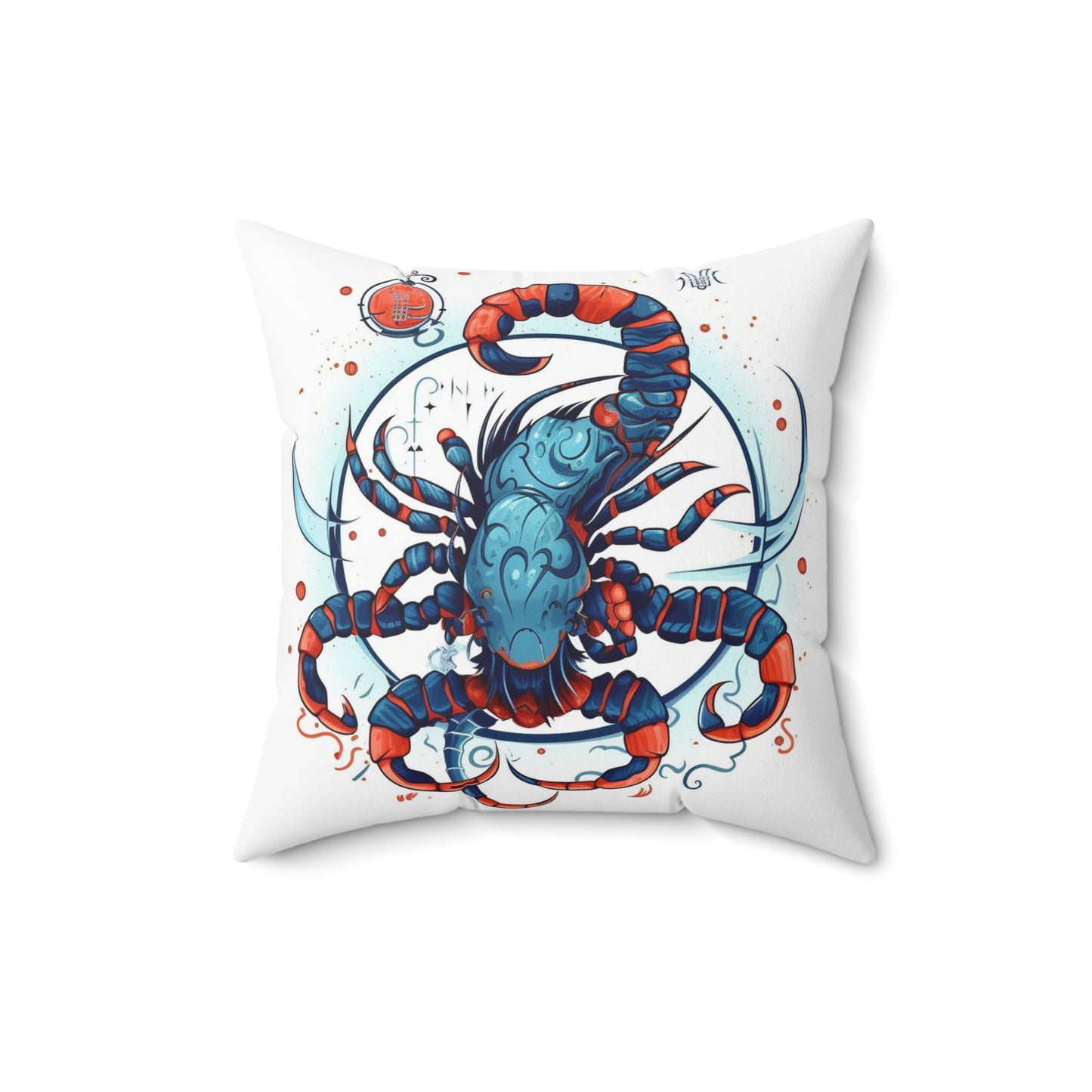 Cute Scorpio Zodiac Sign - Big Claws, Long Tail Cosmic Astrology Symbol - Spun Polyester Square Pillow