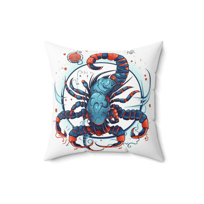 Cute Scorpio Zodiac Sign - Big Claws, Long Tail Cosmic Astrology Symbol - Spun Polyester Square Pillow