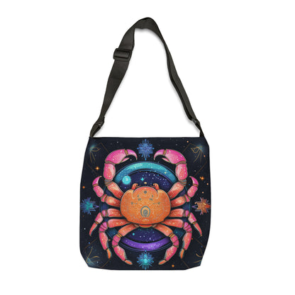 Rainbow Celestial Crab - Vibrant Cancer Zodiac Sign Art - Adjustable Tote Bag (AOP)