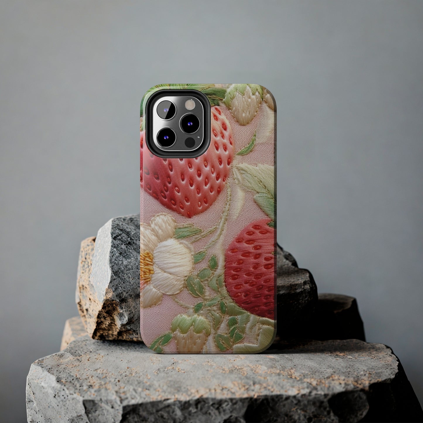 Red Berry Strawberries - Embroid Fruit - Healthy Crop Feast Food Design - Tough Phone Cases