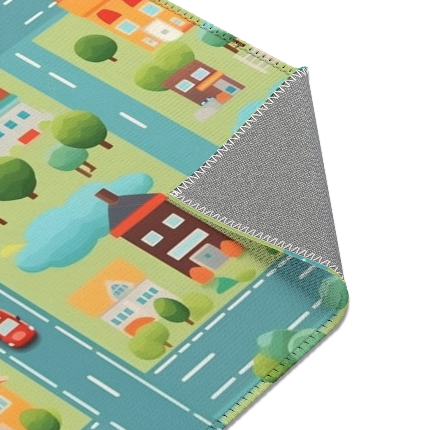 Colorful Kids' Area Rug: Town Car Pattern, Various Sizes, 100% Polyester