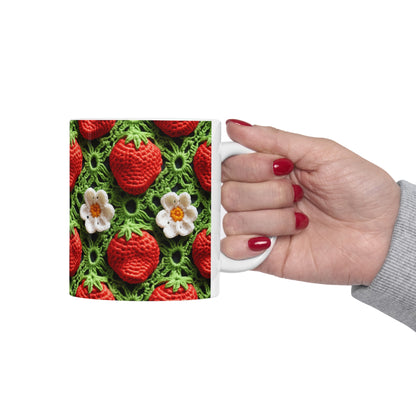 Strawberry Field Crochet - Forever Forest Greens - Fruit Berry Harvest Crop - Ceramic Mug 11oz